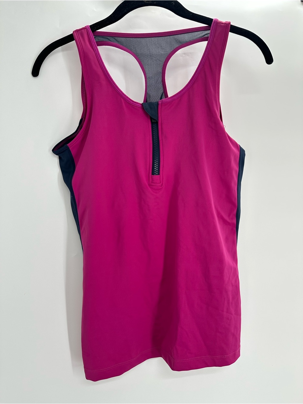 Ruby Ribbon Zip Front Demi Tank Workout Tank Top